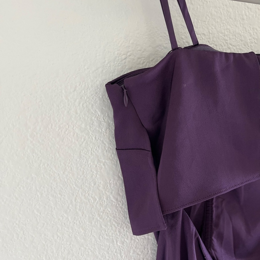 NWT LIV FOSTER | Evening Wear Satin Strapless Gown In Dark Amethyst | Size 10 - Picture 6 of 15